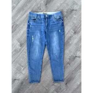 Democracy Ab Solution Skinny Jeans Womens 12 Medium Wash Distressed Ankle Denim